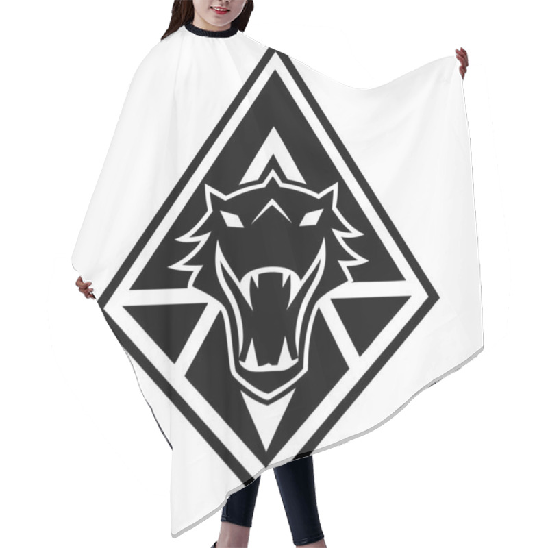 Personality  Apex Predator Logo Design Fierce Lion Emblem With Bold Typography Hair Cutting Cape