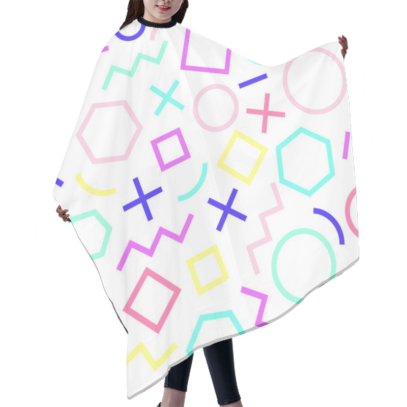 Personality  Vector Seamless Geometric Pattern. Memphis Style. Abstract 80s. Hair Cutting Cape