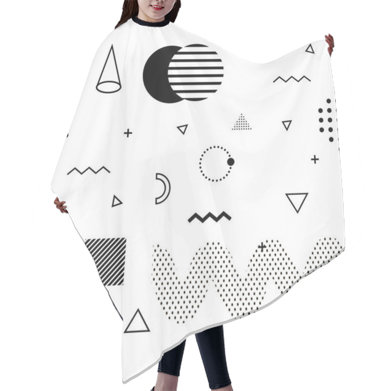 Personality  Memphis Background. Abstract Pattern Fashion 80-90s. Hair Cutting Cape