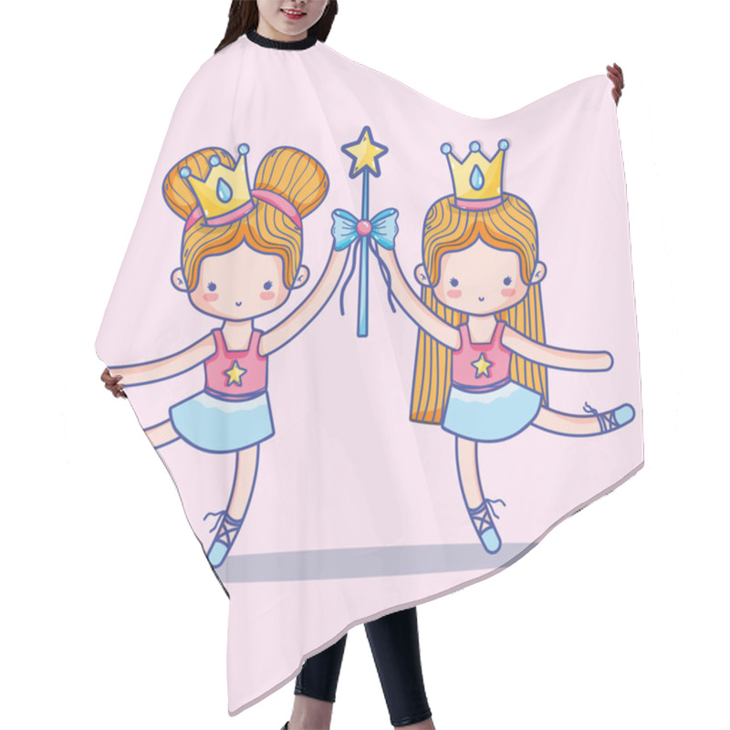 Personality  Girls Practice Ballet To Elegant Preformer Vector Illustration Hair Cutting Cape