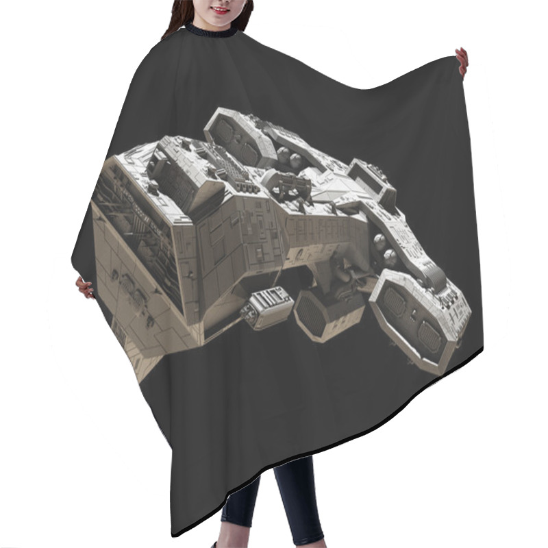 Personality  Spaceship On Black - Front Side View Hair Cutting Cape