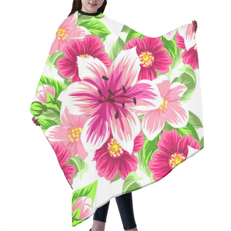 Personality  Seamless Floral Pattern Hair Cutting Cape