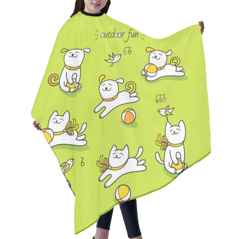 Personality  Little White Cat And Dog Hair Cutting Cape