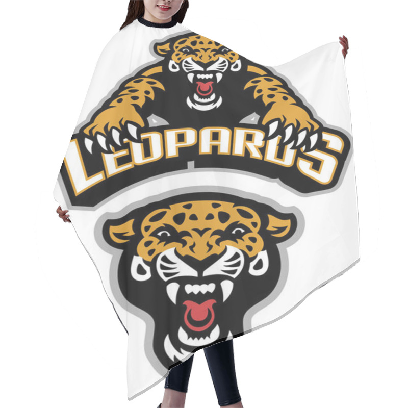 Personality  Vector Of Leopard Mascot Set Hair Cutting Cape