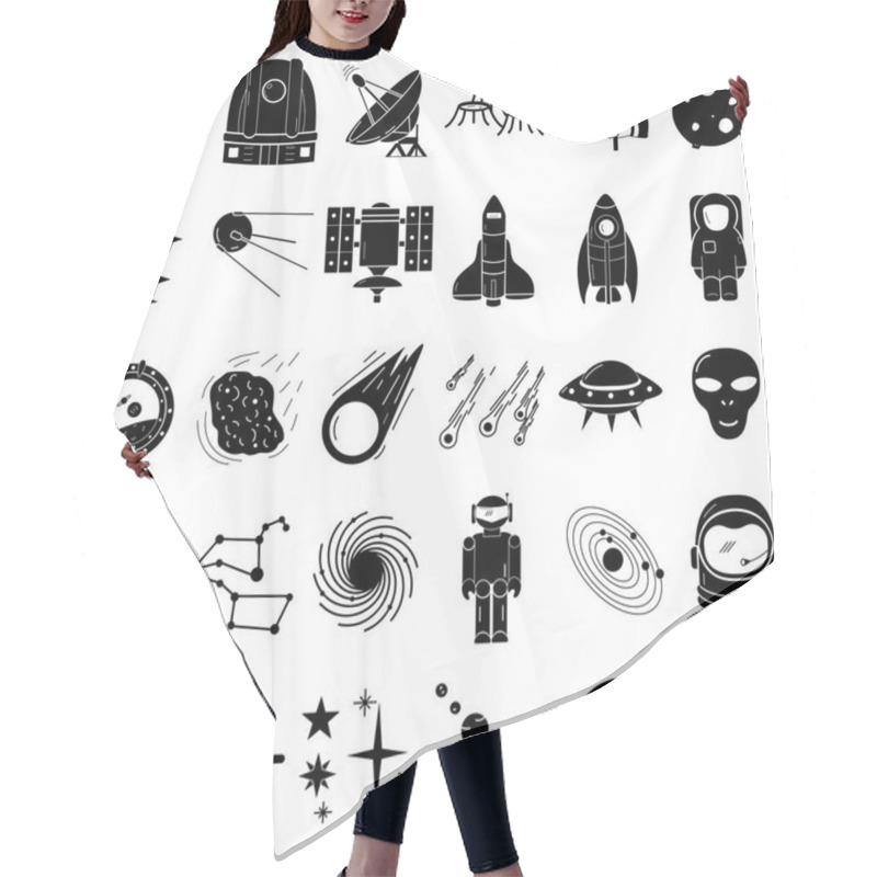 Personality  Space Icons Set, Flat Hand Drawn Style Hair Cutting Cape