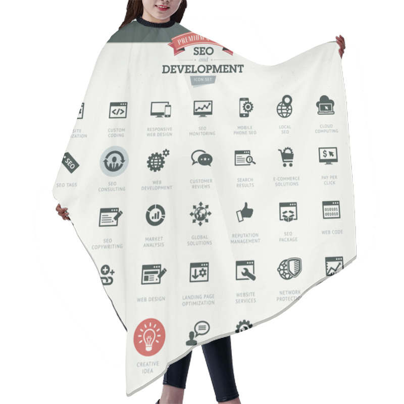 Personality  SEO And Development Icon Set Hair Cutting Cape