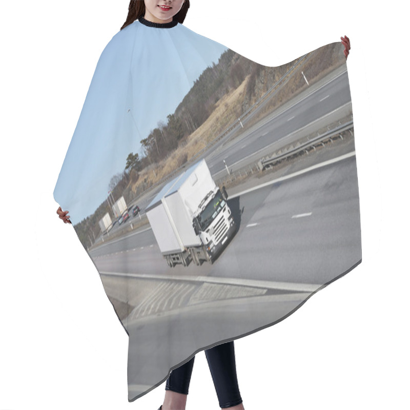 Personality  Large White Trucking Transport Hair Cutting Cape