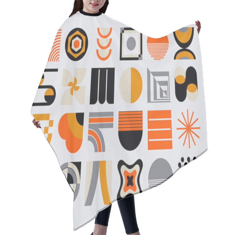 Personality  Modern Art Pattern Inspired By Bauhaus Design Made With Abstract Geometric Shapes And Bold Forms. Digital Graphics Elements For Poster, Cover, Art, Presentation, Prints, Fabric, Wallpaper And Etc. Hair Cutting Cape