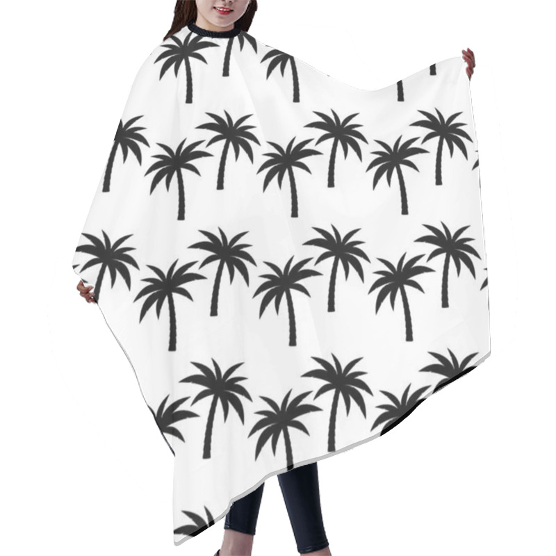 Personality  Exotic Seamless Pattern With Silhouettes Tropical Coconut Palm Trees. Forest, Jungle. Hair Cutting Cape