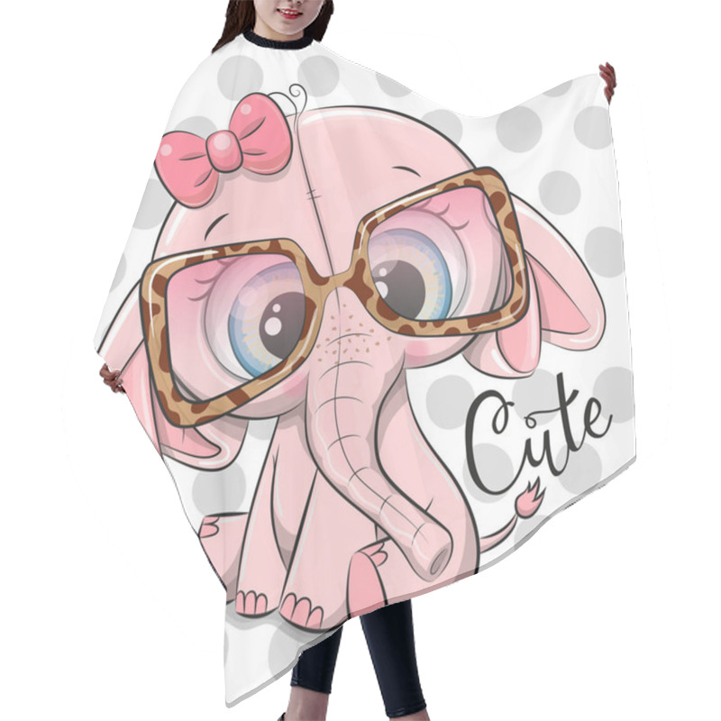 Personality  Cute Cartoon Pink Elephant In Pink Glasses Hair Cutting Cape