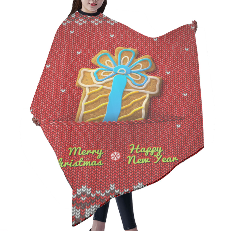 Personality  Gift Box Cookie On Knitted Background Hair Cutting Cape