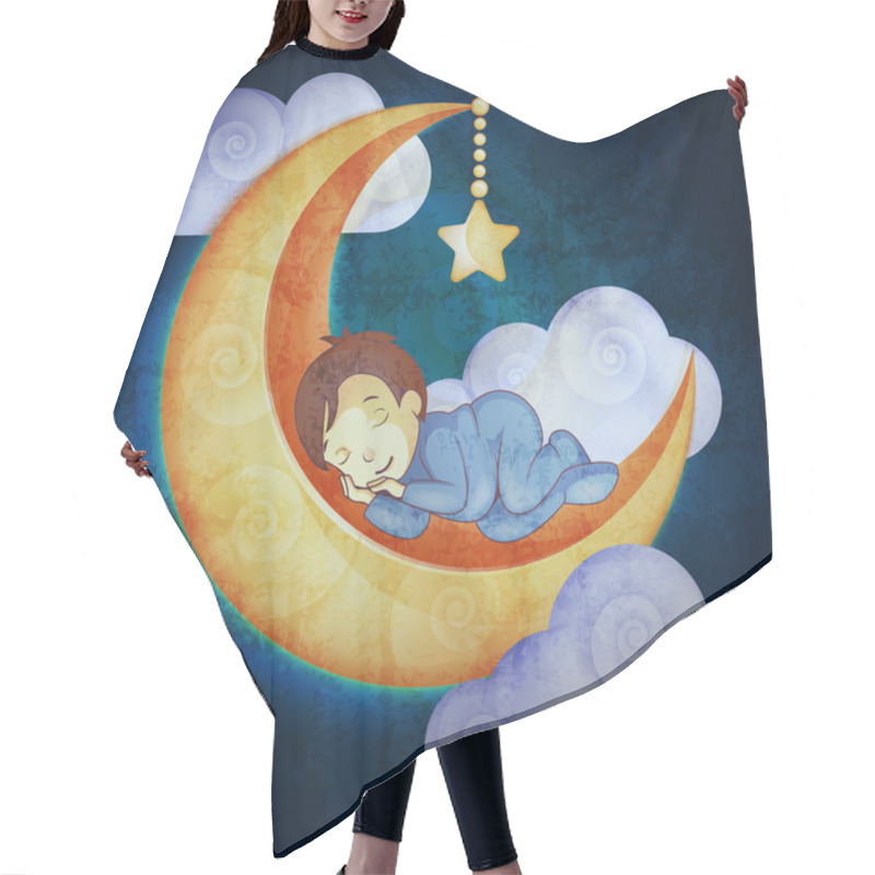 Personality  Little Boy Sleeping On The Moon Hair Cutting Cape