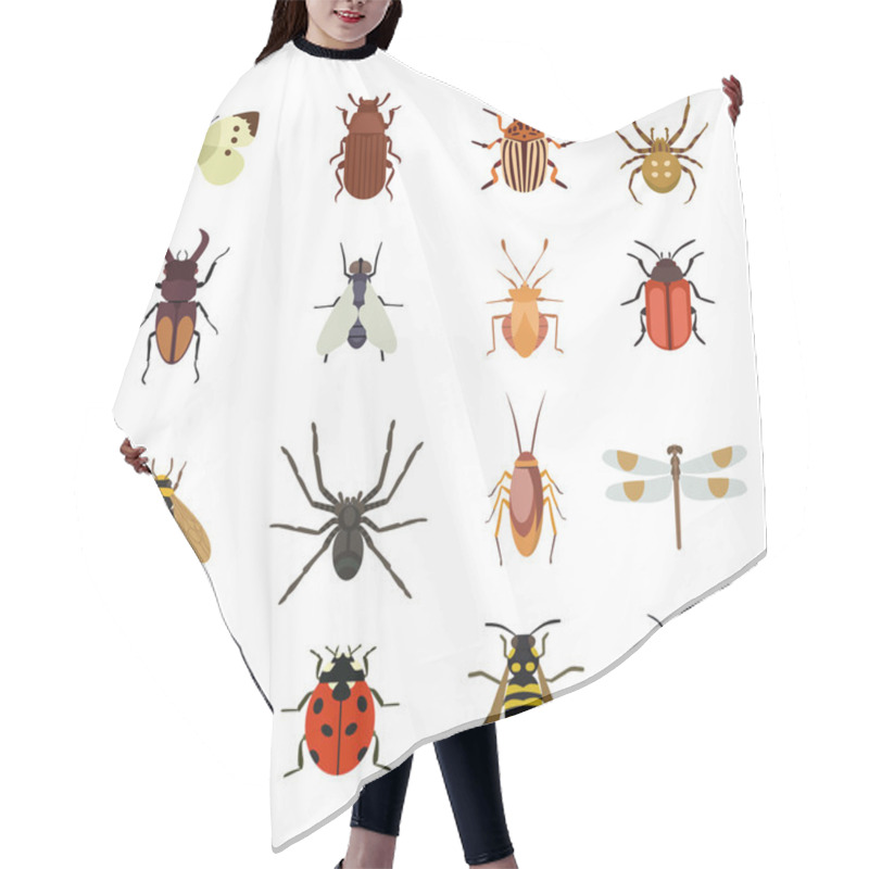 Personality  Insects Icons Flat Set Hair Cutting Cape