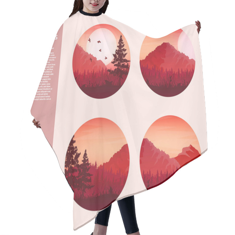 Personality  Mountains And Forest. Wild Nature Landscape. Travel And Adventure.Panorama. Into The Woods. Horizon Line.Trees,fogfog. Hair Cutting Cape