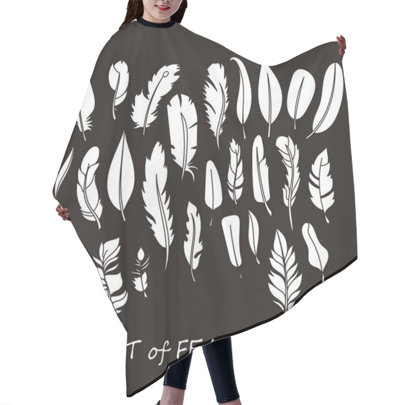 Personality  Vector Ornate Set Of Stylized And Silhouette Abstract Feathers. Hair Cutting Cape