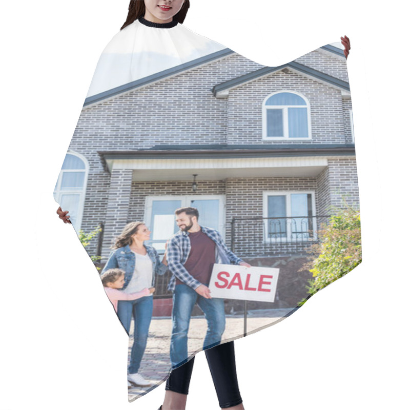 Personality  Family Standing In Front Of House On Sale Hair Cutting Cape