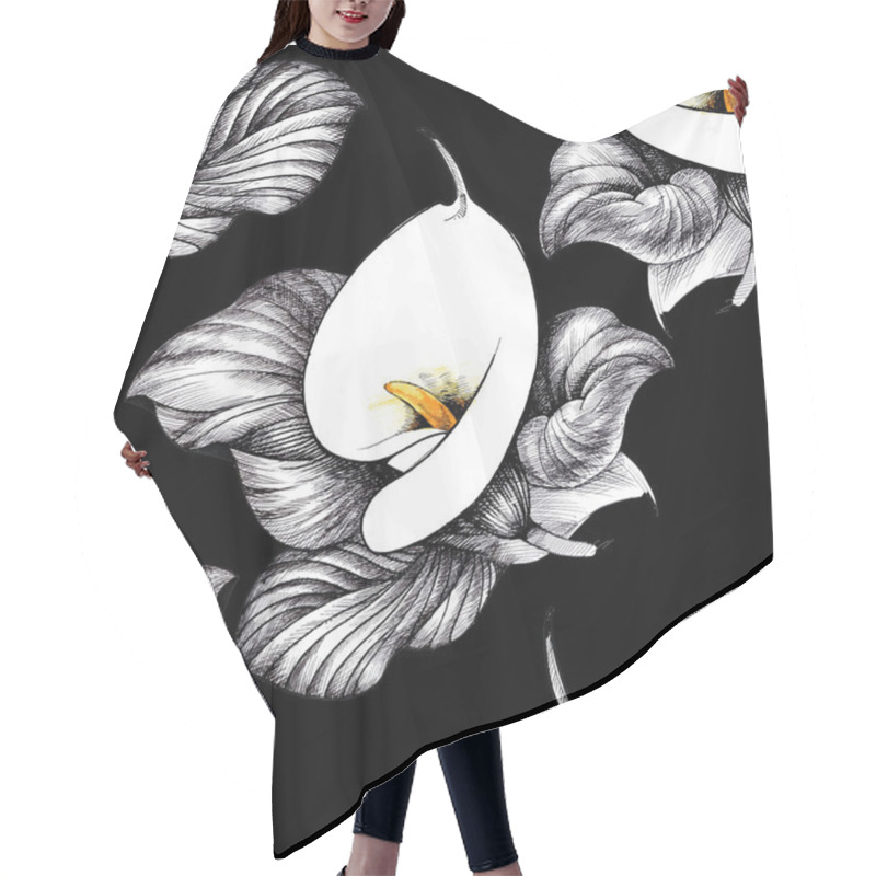 Personality  Calla Lilly Floral Background Hair Cutting Cape