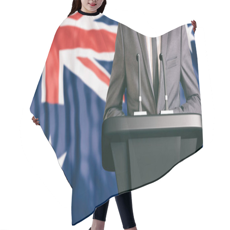 Personality  Speaker On Australia Flag Background. 3d Illustration Hair Cutting Cape