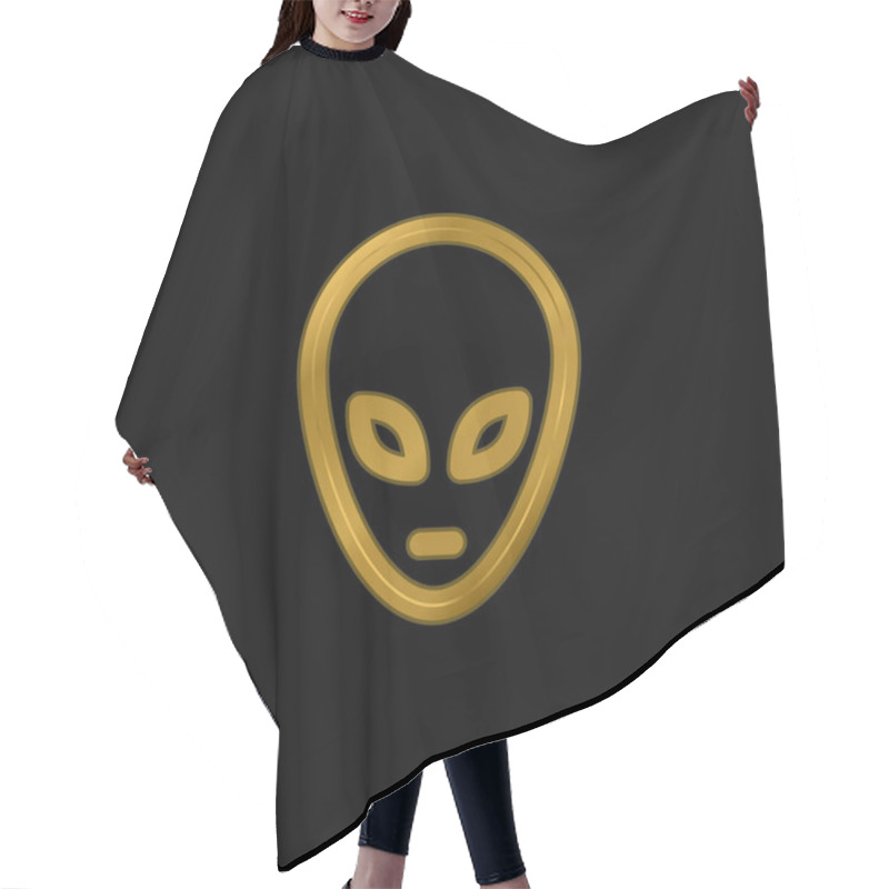 Personality  Alien Gold Plated Metalic Icon Or Logo Vector Hair Cutting Cape