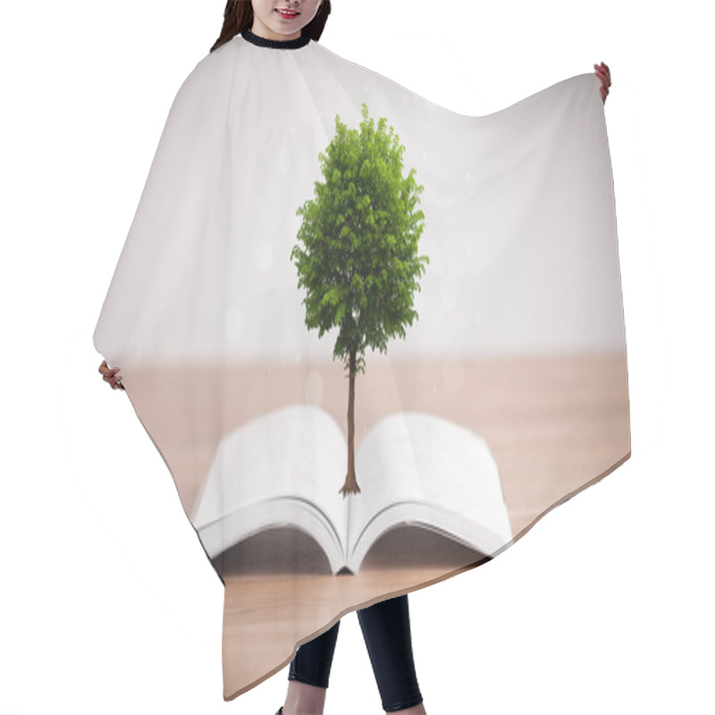 Personality  Tree Growing From An Open Book Hair Cutting Cape