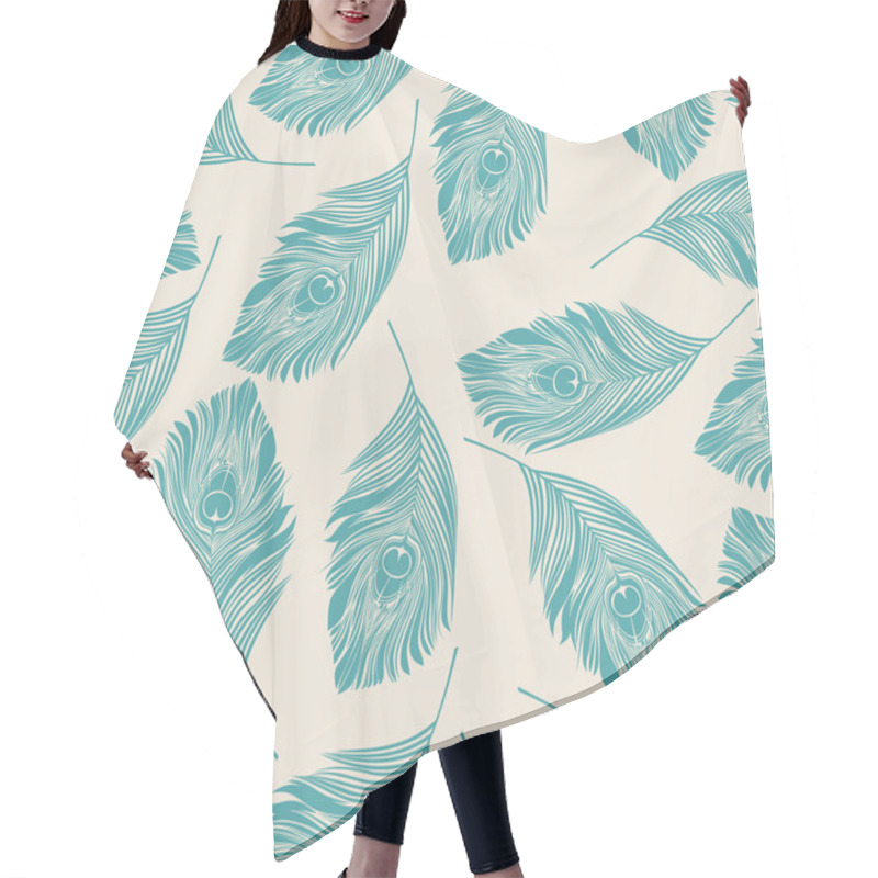 Personality  Seamless Peacock Pattern Hair Cutting Cape