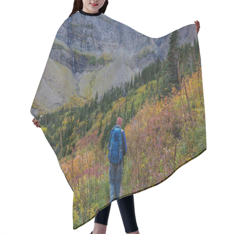 Personality  Hike In The Autumn Mountains. Fall Season Theme. Hair Cutting Cape