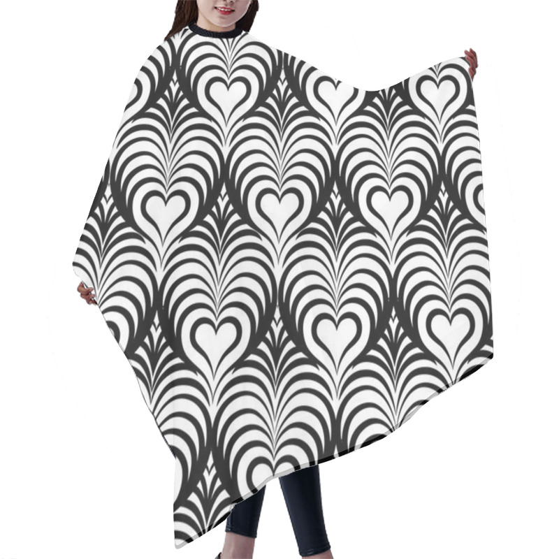 Personality  Seamless Pattern With Line Heart Shaped Hair Cutting Cape