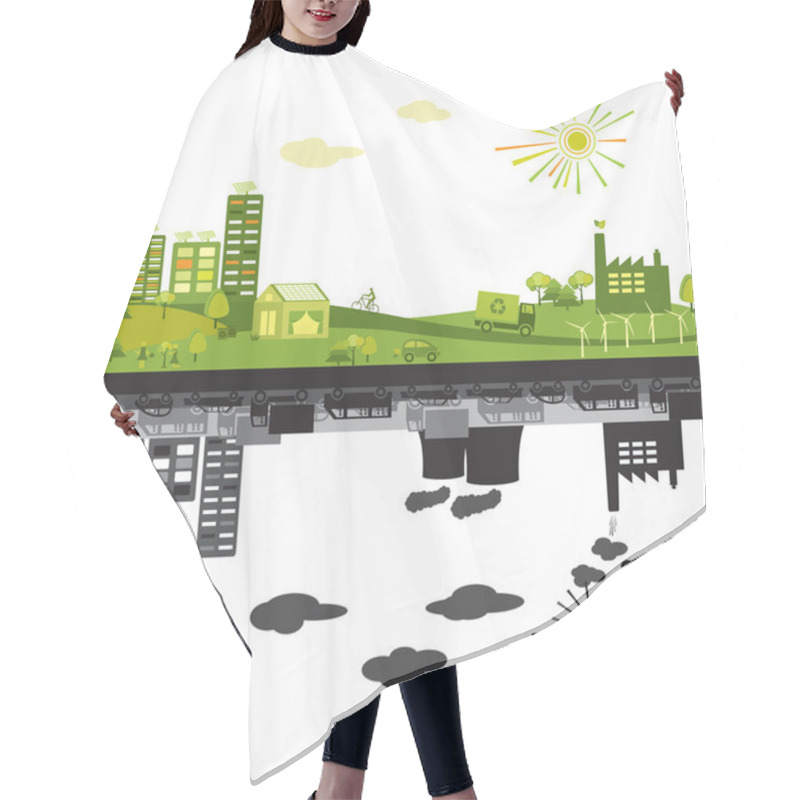 Personality  Green City And Polluted Hair Cutting Cape