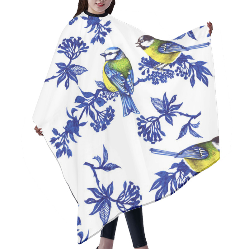 Personality  Birds On Spring Twigs Seamless Pattern  Hair Cutting Cape