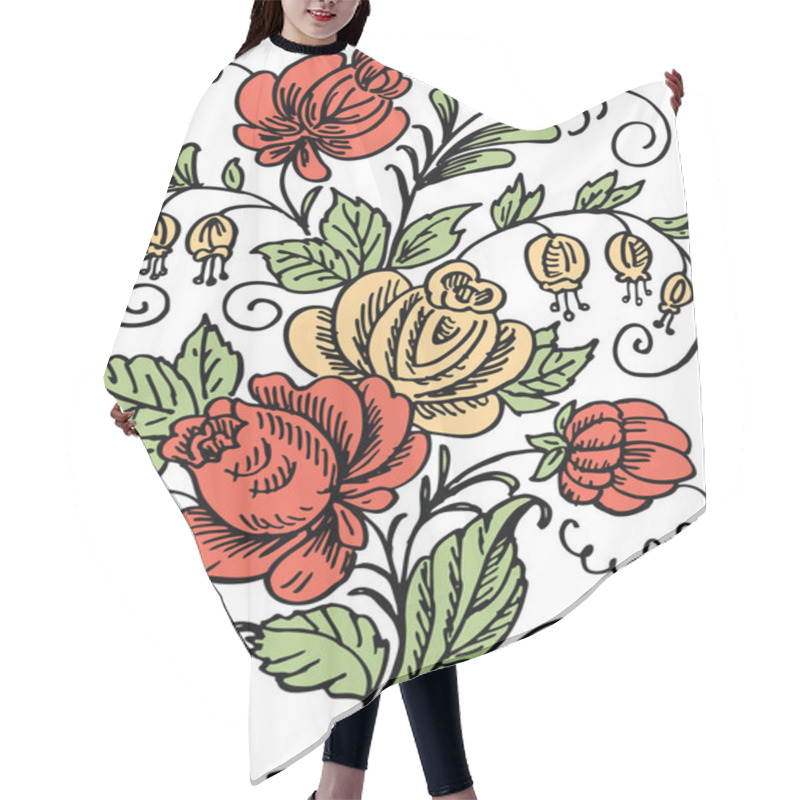 Personality  Vector Drawing Of A Decorative Bunch Of Stylized Flowers Hair Cutting Cape