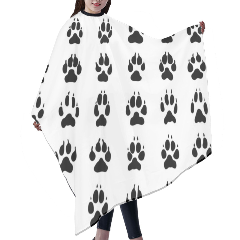 Personality  Black Print Of Dogs Paws On White Background Hair Cutting Cape