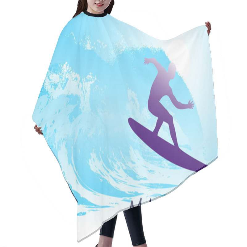 Personality  Abstract Silhouette Of A Surfer In The Ocean Hair Cutting Cape