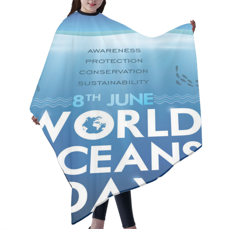 Personality  Beautiful Underwater View To Commemorate World Oceans Day, Vector Illustration Hair Cutting Cape