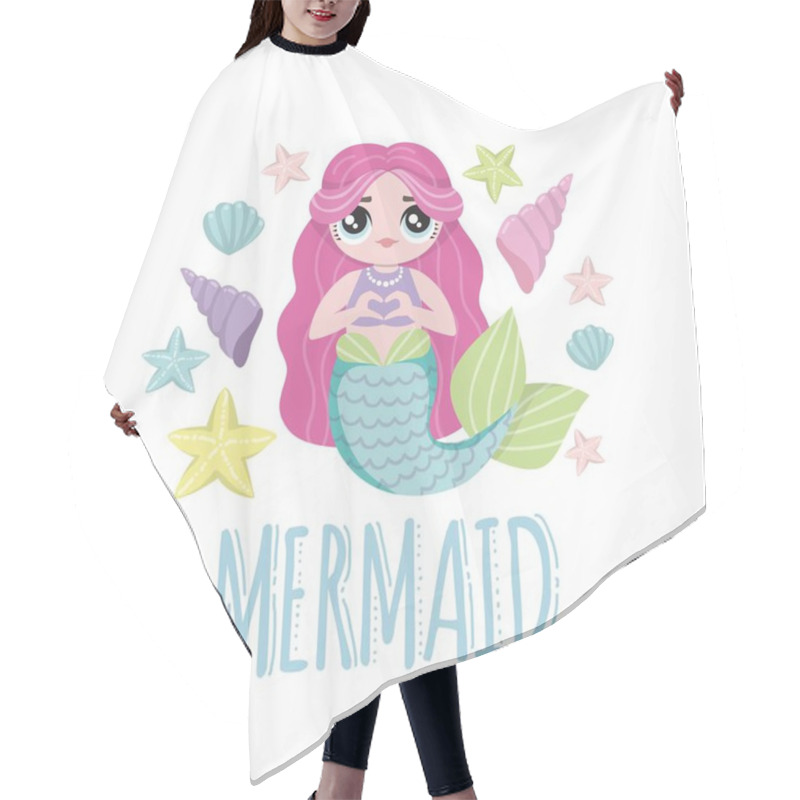 Personality  Mermaid With Pink Hair. Lol Dolls. Vector Illustrations. Hair Cutting Cape