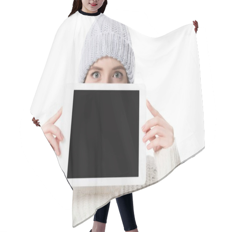 Personality  Digital Tablet With Blank Screen Hair Cutting Cape