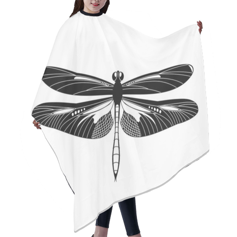 Personality  Black Vector Dragonfly Icon Isolated On White Background, Hair Cutting Cape