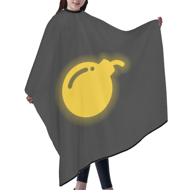 Personality  Bomb Antivirus Danger Symbol Yellow Glowing Neon Icon Hair Cutting Cape