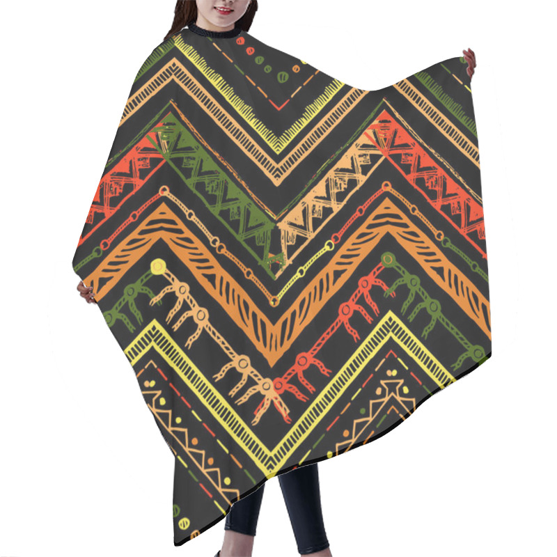 Personality  Stripes Bright Tribal Seamless Pattern With Zigzag Hair Cutting Cape