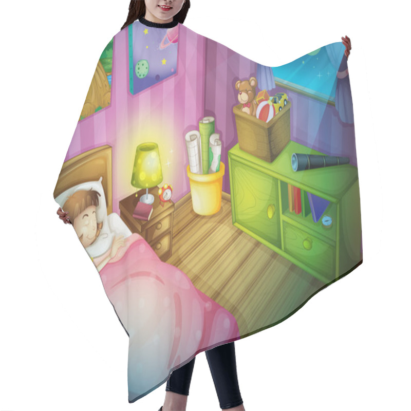 Personality  Girl Sleepin In Bedroom At Night Hair Cutting Cape