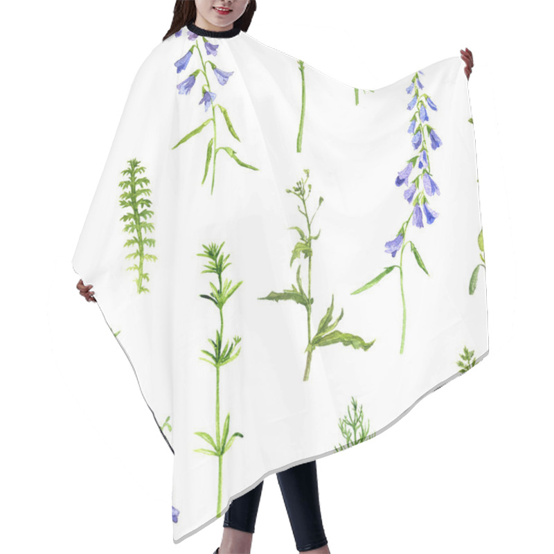 Personality  Seamless Pattern With Herbs And Flowers Hair Cutting Cape