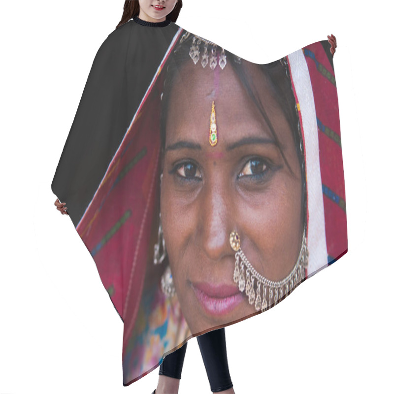 Personality  Beautiful Rajasthani Woman Hair Cutting Cape