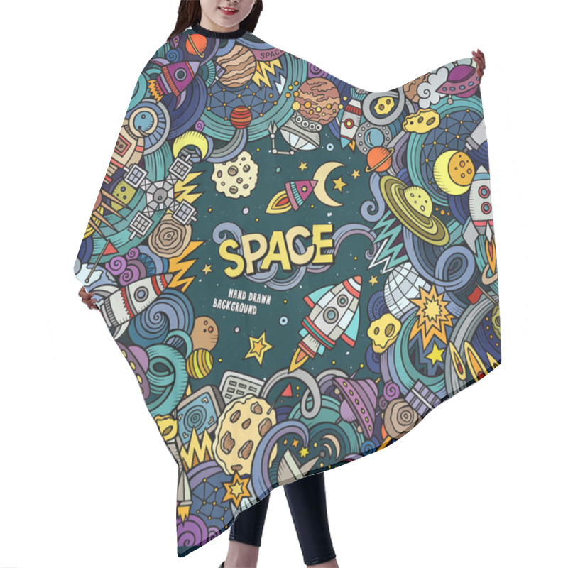 Personality  Cartoon Cute Doodles Hand Drawn Space Illustration Hair Cutting Cape