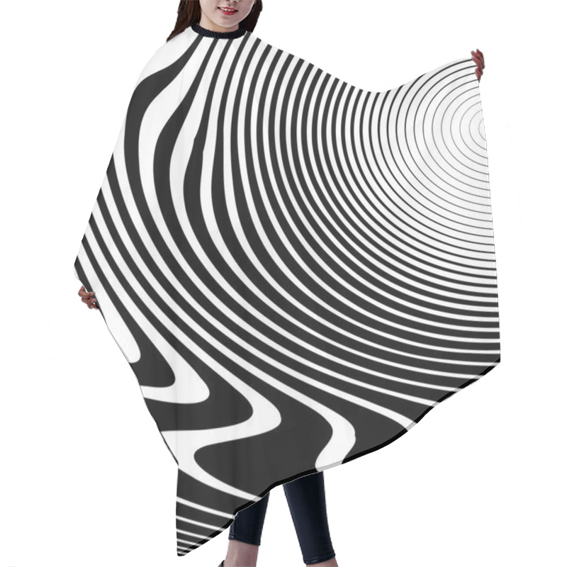 Personality  Design Monochrome Vortex Movement Illusion Background Hair Cutting Cape