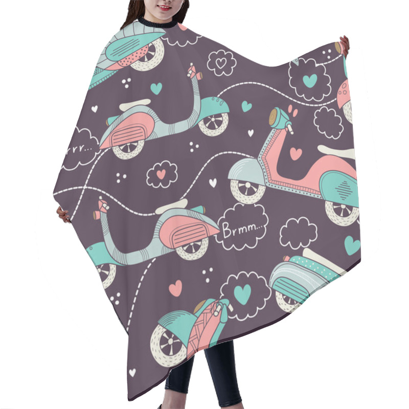 Personality  Bikes Seamless Pattern Hair Cutting Cape