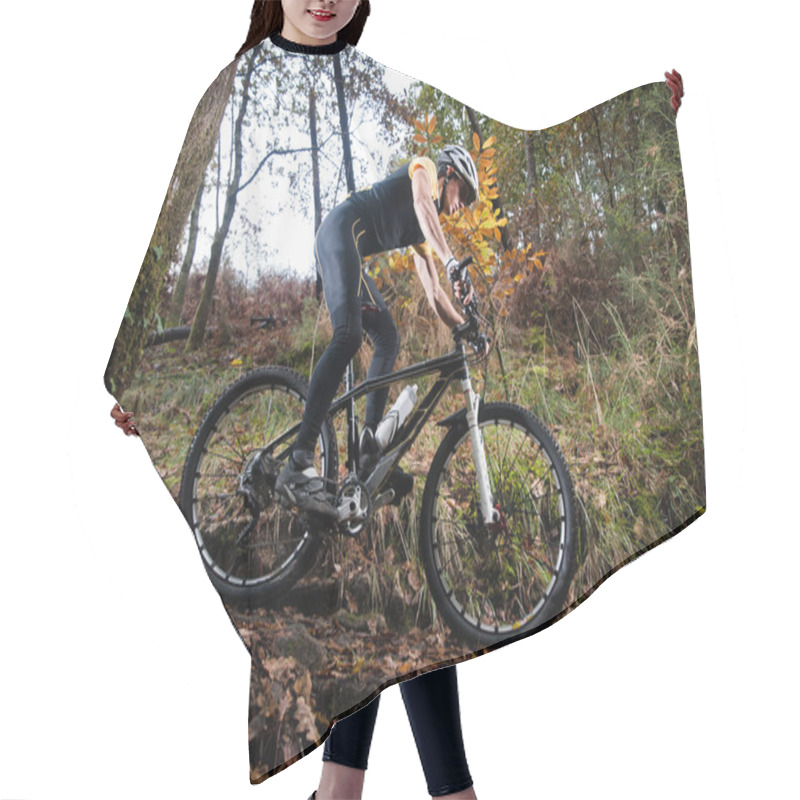 Personality  Cyclist On A Mountain Bike Riding In The Forest Hair Cutting Cape