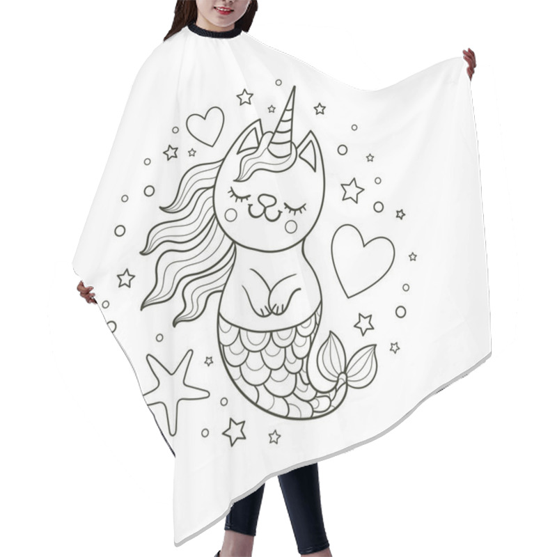 Personality  Cat Mermaid Unicorn Line Hair Cutting Cape