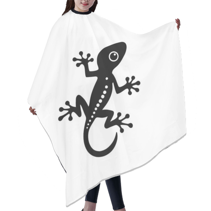 Personality  Leaf Tailed Gecko Silhouette,Clean Black And White Vector Silhouette Art. Hair Cutting Cape