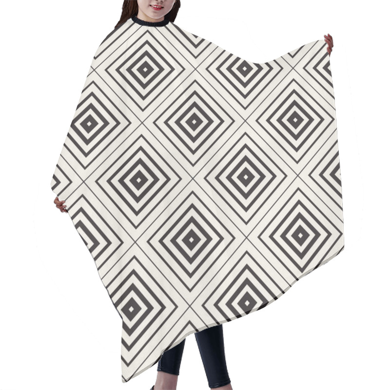 Personality  Vector Seamless  Rhombus Tiling  Pattern. Concentric Lines Hair Cutting Cape