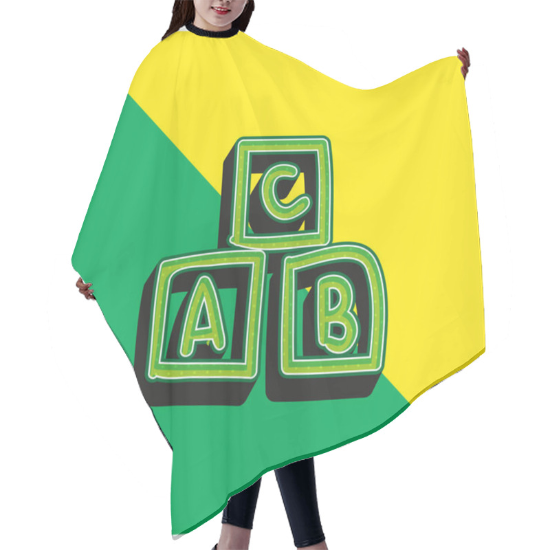 Personality  Alphabet Cubes Educational Toy Green And Yellow Modern 3d Vector Icon Logo Hair Cutting Cape