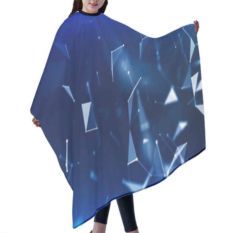 Personality  Abstract Digital Connection Moving Dots And Lines. Technology Background. Network Connection Structure. Digital Background. Colored Polygonal Space. 3d. Hair Cutting Cape